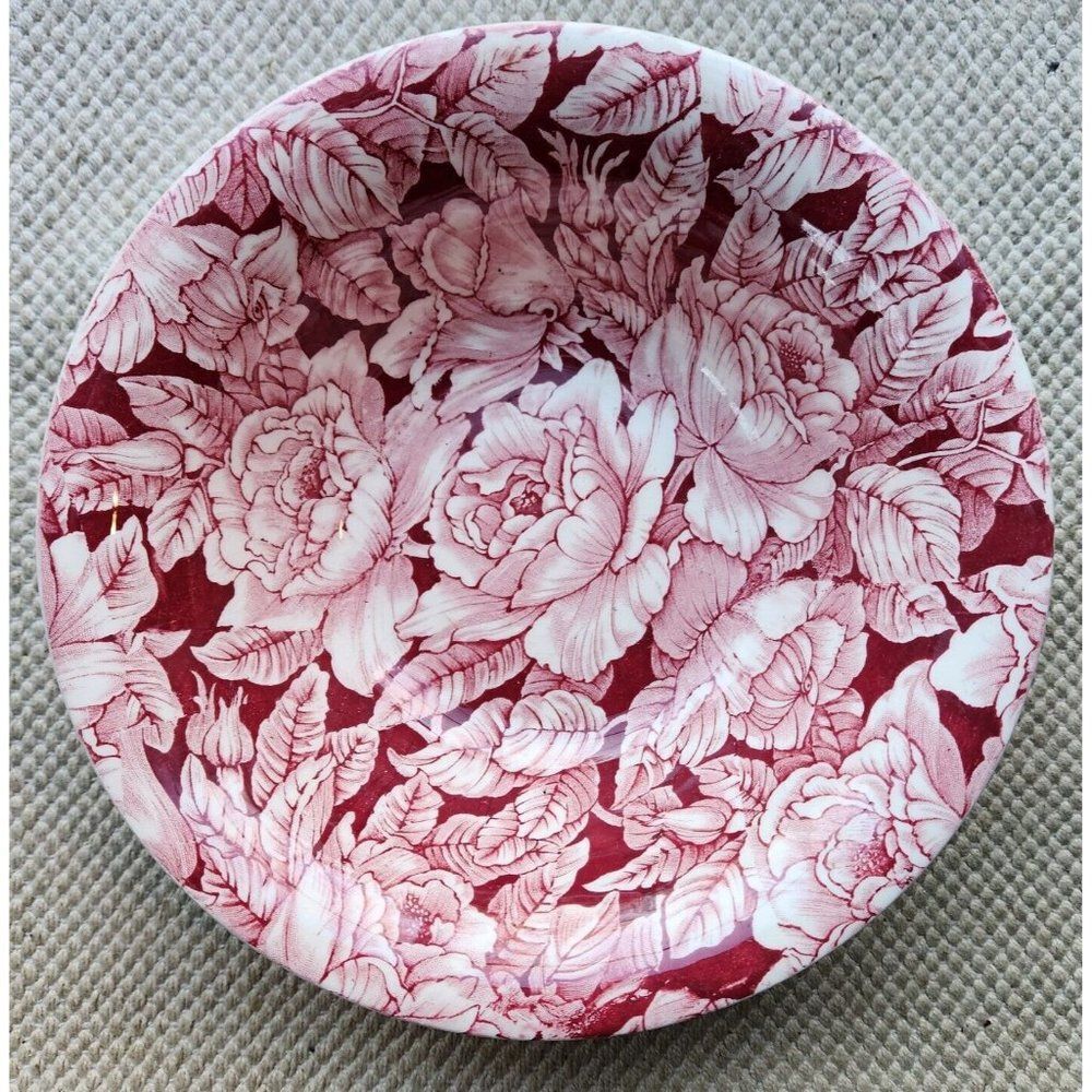 Myott Son Company England Pink Bermuda Rose Chintz Round Vegetable Serving Bowl